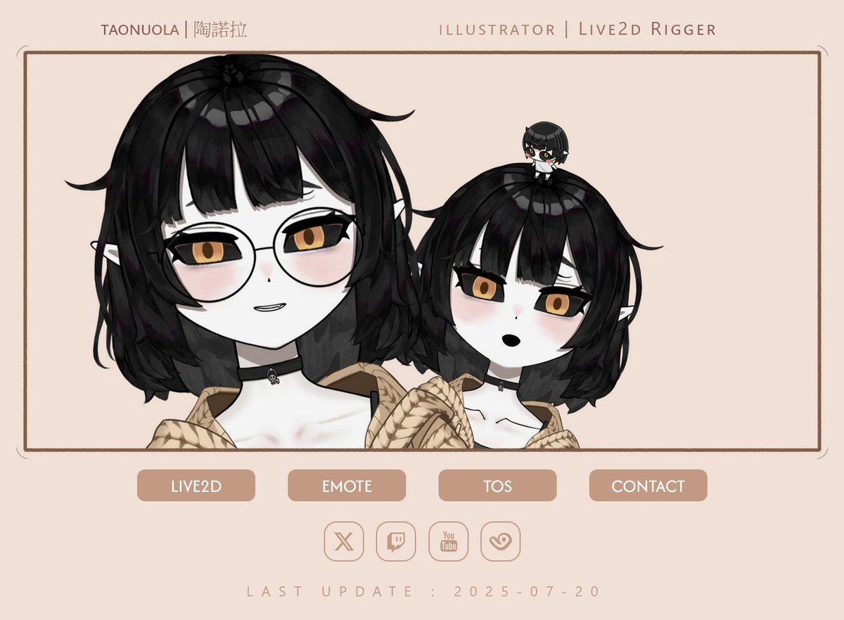 停了一陣子，委託重新開放！！💥💥

委託項目：
Twitch Emotes
Live2D 模型&amp;立繪
插圖(頭像、半身)

✨新推出✨
每個月會選出一款新繪製的 Emote，
給曾經委託過的客人折價！
例：原價 NT$300 → 舊客專屬 NT$200！

詳細價目&amp;作品 ➜zhtaonuola.carrd.co
歡迎詢問💛 沒列出的也可以問問看哦！