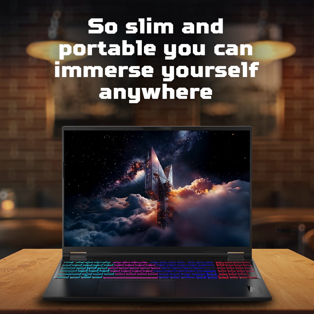 Acer's tweet image. Game so hard you forget where you are with the immersive power of the #AcerNitro16SAI