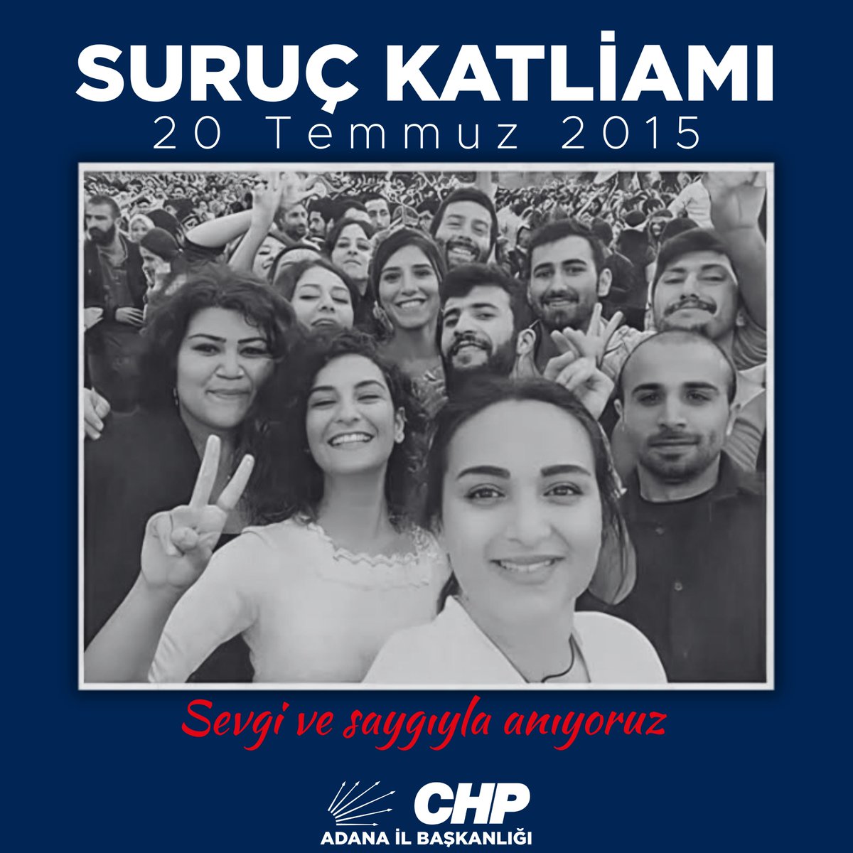 chpadanail's tweet image. 10 yıl önce bugün, barışa ve kardeşliğe yapılan hain saldırıda kaybettiğimiz 33 barış güvercinimizi sevgi ve saygıyla anıyoruz.
#SurucKatliamı