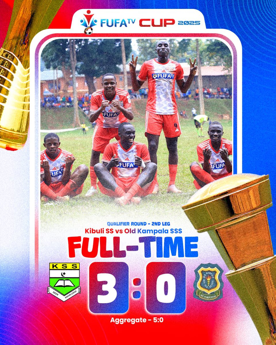 FUFA Tv Cup 2025 | Qualifier Round, Return Leg 🏆

Kibuli SS made an easy opponent of Old Kampala SSS with a three-goal thriller today, taking the aggregate score to 5-0. 🤩

#FUFATvCup | #ExcellenceInAcademicsAndSports