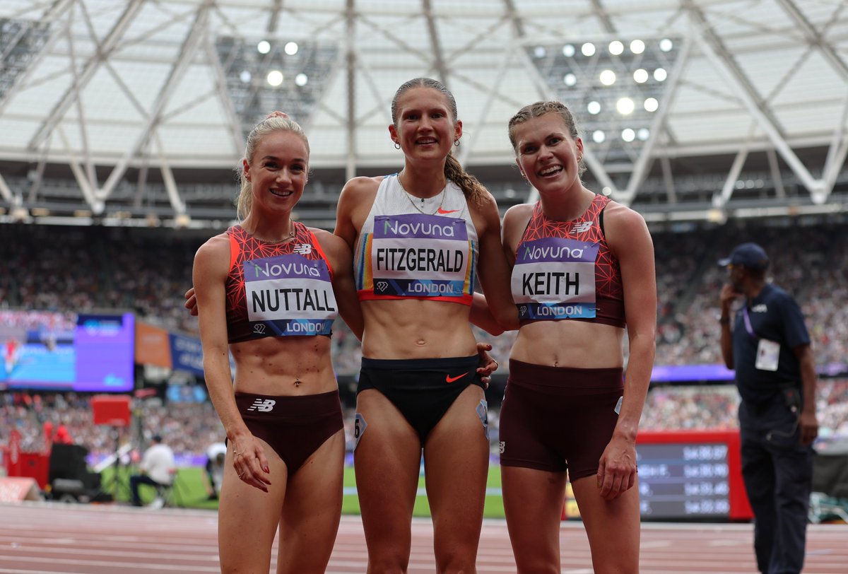 FastRunning's tweet image. A super 5000m at the @London_DL yesterday afternoon:
Hannah Nuttall 14:39.48 PB, fourth 🇬🇧 all-time
Innes FitzGerald 14:39.56 PB, fifth 🇬🇧 all-time, British & European U20 Record
Megan Keith 14:47.34
World Championship Q for all three!