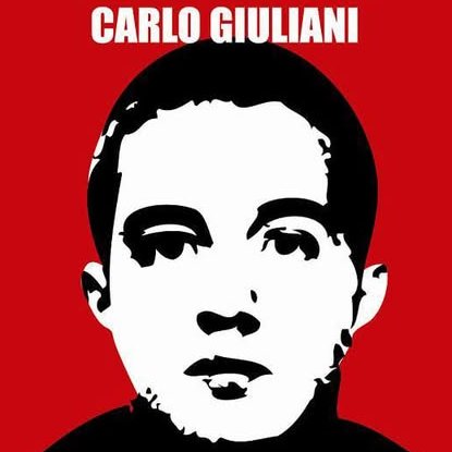 anarquia_p's tweet image. Un nuevo aniversario del asesinato de Estado del anarquista Carlo Giuliani. Símbolo desde entonces de las jornadas de protesta contra la imposición de la reestructura capitalista, símbolo de la resistencia posible y justa contra la dominación.
