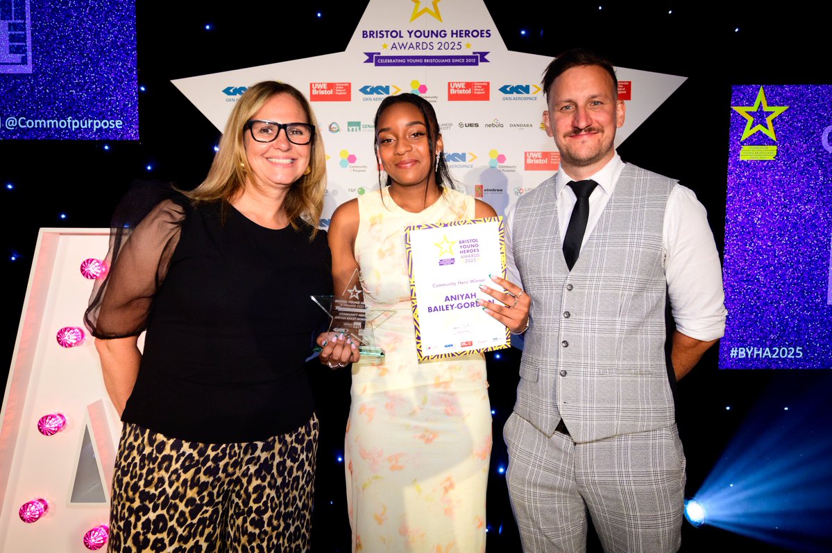 WestofEnglandCA's tweet image. Mayor Helen Godwin was proud to present the Community Hero Award to Aniyah at the #BristolYoungHeroes Awards.
Congratulations to winners and nominees for their inspiring achievements, and @CommofPurpose and all involved in celebrating them.
📷 Dougie Allward, Made for Impact