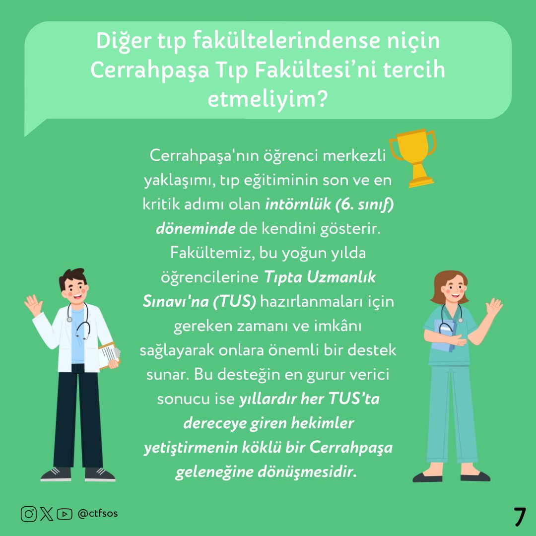 3) Cerrahpaşa Tıp Fakültesi'nde klinik dersler ne zaman başlıyor?
4) Cerrahpaşa Tıp Fakültesi'nde bir gün nasıl geçer?
5) Diğer tıp fakültelerindense niçin Cerrahpaşa Tıp Fakültesini tercih etmeliyim?
🙌🏻 Soruların cevapları için yana kaydırabilirsiniz.