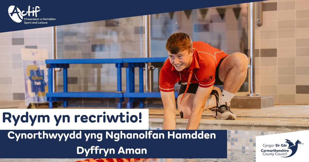 Oes gennych Gymhwyster Achubwr Bywyd Pwll Cenedlaethol ac agwedd gadarnhaol a brwdfrydig tuag at ddarparu gwasanaethau? Ymunwch â'r tîm, rydym yn recriwtio yng Nghanolfan Hamdden Dyffryn Aman:
🏊 Cynorthwyydd

Diddordeb? ​​Gwnewch gais erbyn Gorffennaf 23: orlo.uk/IDG1I