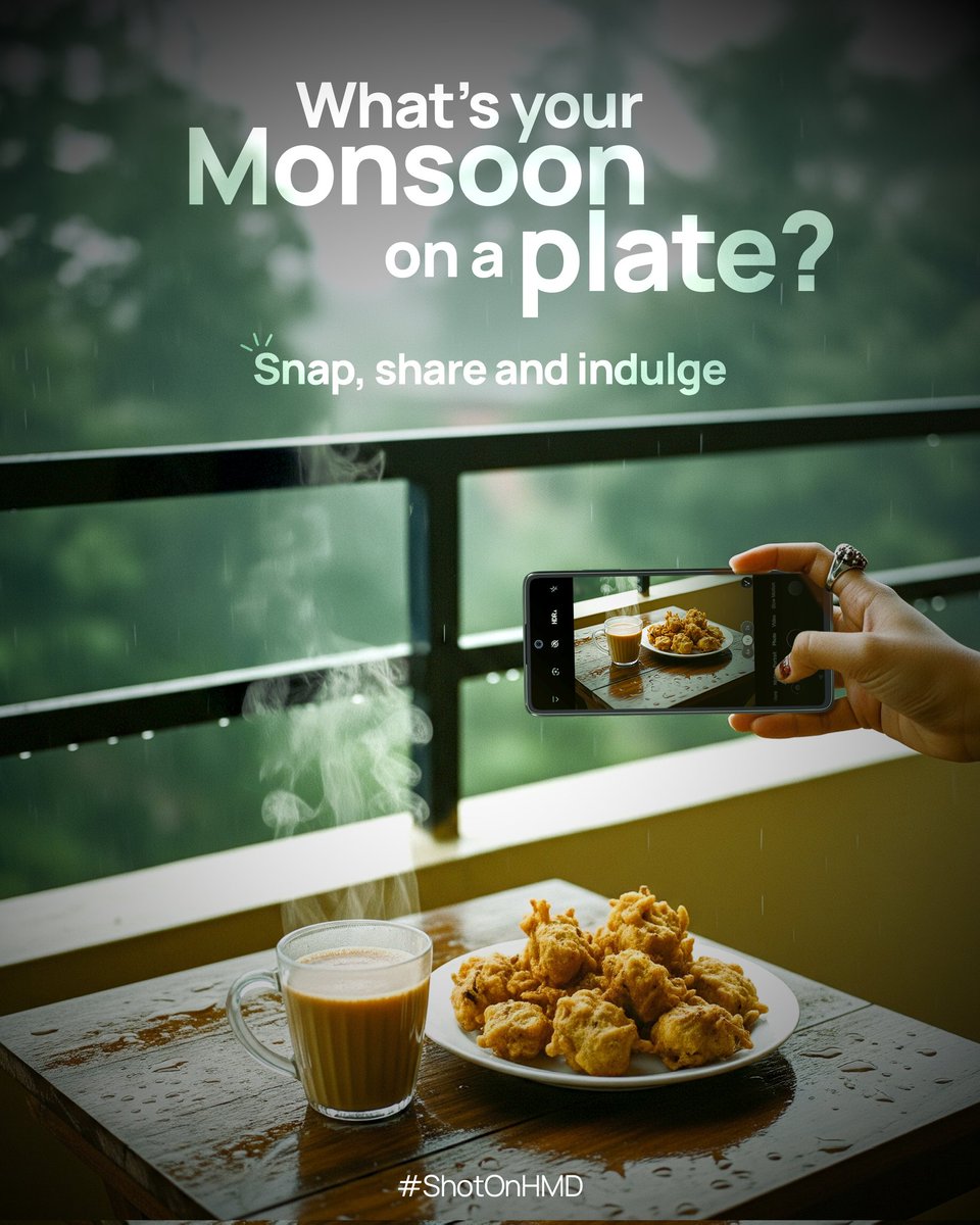 #Click it. #Post it. Make us drool. 🤤 What’s that one snack you can’t resist when it rains? 🌧️🍲

How to participate:
1. Share your clicks tagging <a href="/HMDdevicesIN/">HMD India</a> and #ShotOnHMD
2. Best entry gets featured on our official page

#HMD #HMDIndia #ShotOnHMD #Contest #ContestAlert