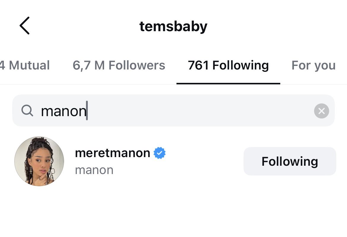 manonloops's tweet image. The amazing and talented Tems has followed manon on Instagram 🩷