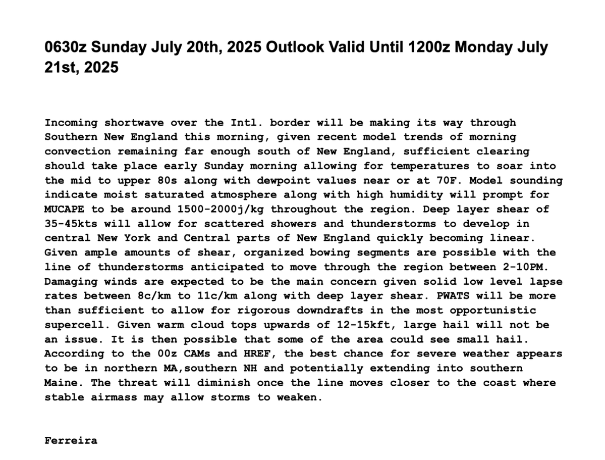MassachusettsWx's tweet image. **THIS IS NOT THE SPC OUTLOOK, SEE spc.noaa.gov FOR THE LATEST CONVECTIVE OUTLOOK** Loving to see this severe wx threat land on my birthday. Hoping to get the goods with @BenCohenTC!