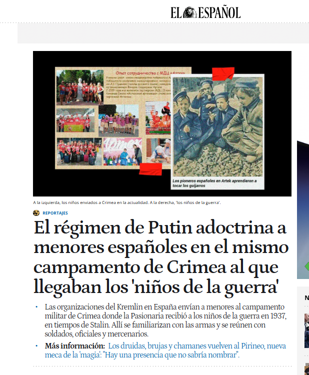 El más difícil todavía del paraíso naziputinista español: el campamento está prohibido por la UE, pero la red de escuelas rusas y casas culturales, en colaboración con SORS y <a href="/EmbajadaRusaES/">Rusia en España</a> siguen enviando menores españoles Ojo a los datos. (hilo 1 de 6). elespanol.com/reportajes/202…