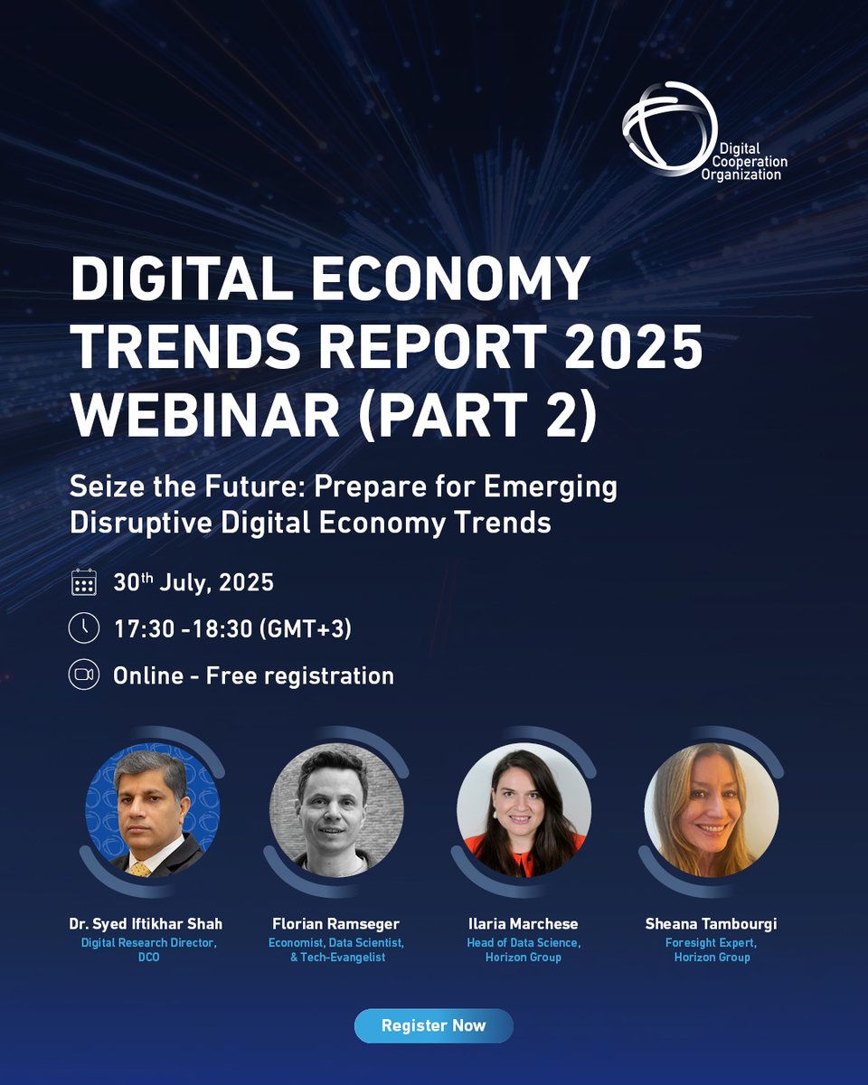 dcorg's tweet image. What’s next for the digital economy?
After a highly engaged first session, this second webinar continues the conversation by diving deeper into digital economy trends set to reshape industries and societies.
Join DCO and global experts to explore how quantum computing,…