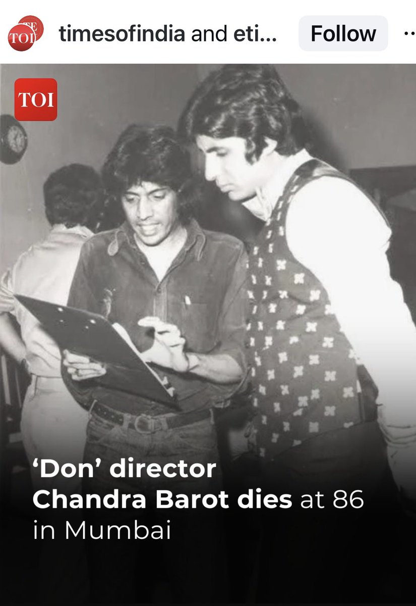 RIP #ChandraBarot..the man who created the cult #Don!
<a href="/SrBachchan/">Amitabh Bachchan</a>