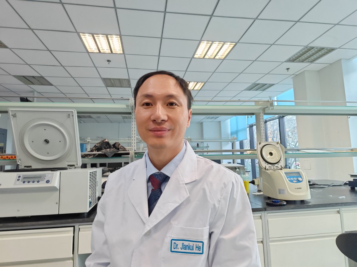 Jiankui_He's tweet image. Preventing all types of cancers in our future children is the holy grail of embryo gene editing.