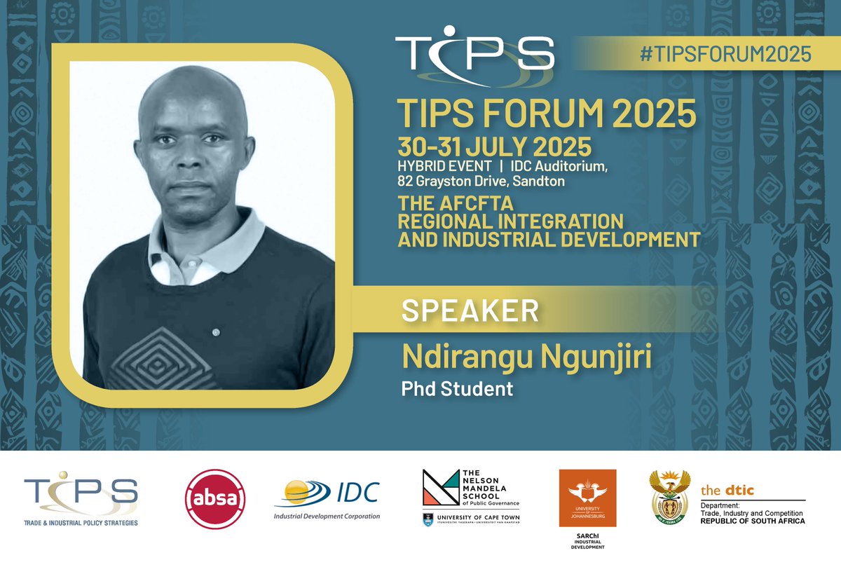 Ndirangu Ngunjiri (He | His) (@ndi70) on Twitter photo During the TIPS 2025 Workshop, will explore the persistent financing barriers faced by African businesses—particularly small and medium-sized enterprises—in participating effectively in cross-border trade.
<a href="/TIPS__news/">Trade & Industrial Policy Strategies (TIPS)</a> <a href="/uonbi/">University of Nairobi</a> <a href="/uonbibusiness/">Faculty of Business and Management Sciences</a>
#tipsforum2025 #RegionalIntegrationtion During the TIPS 2025 Workshop, will explore the persistent financing barriers faced by African businesses—particularly small and medium-sized enterprises—in participating effectively in cross-border trade.
<a href="/TIPS__news/">Trade & Industrial Policy Strategies (TIPS)</a> <a href="/uonbi/">University of Nairobi</a> <a href="/uonbibusiness/">Faculty of Business and Management Sciences</a>
#tipsforum2025 #RegionalIntegrationtion