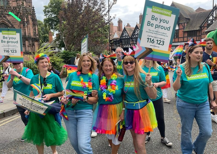 Chester Samaritans will be at this year's Chester Pride – Saturday 16th August 2025. 

Parade is scheduled from 12:00-1:00pm through Chester city centre 🌈💚 

We are there to listen 24/7 at 116 123.