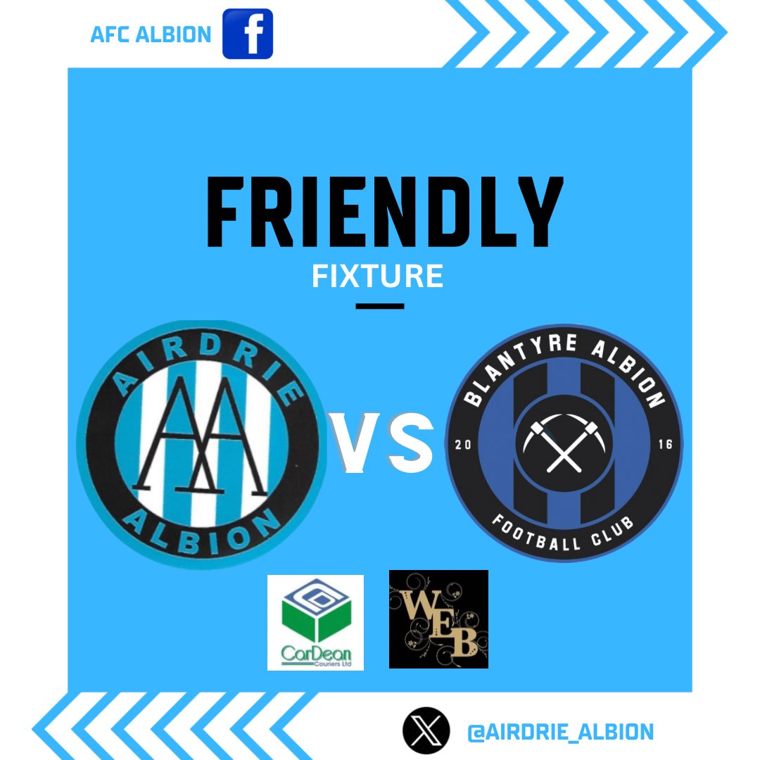 Airdrie Albion (@airdrie_albion) on Twitter photo 🔵⚽️ FRIENDLY FIXTURE ⚽️🔵
Another pre season game today 1pm kick off at Airdrie Leisure Centre
<a href="/scottish_aff/">AmateurFixturesResultsSCO</a> 🔵⚽️ FRIENDLY FIXTURE ⚽️🔵
Another pre season game today 1pm kick off at Airdrie Leisure Centre
<a href="/scottish_aff/">AmateurFixturesResultsSCO</a>