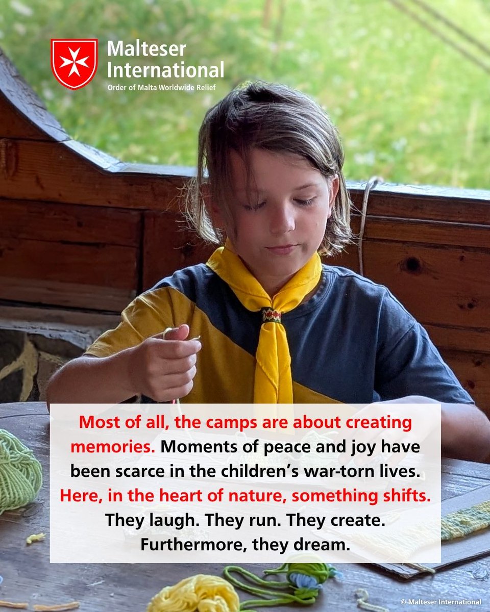 Malteser International (@malteserint) on Twitter photo For children in #Ukraine, their time away in our summer camp means more than just a change of scenery. It's a place of renewal, where a peaceful future feels possible again - away from everyday missile attacks. Learn more 👉 malt-int.org/w758 <a href="/malteser_ua/">Malteser Ukraine</a> For children in #Ukraine, their time away in our summer camp means more than just a change of scenery. It's a place of renewal, where a peaceful future feels possible again - away from everyday missile attacks. Learn more 👉 malt-int.org/w758 <a href="/malteser_ua/">Malteser Ukraine</a>