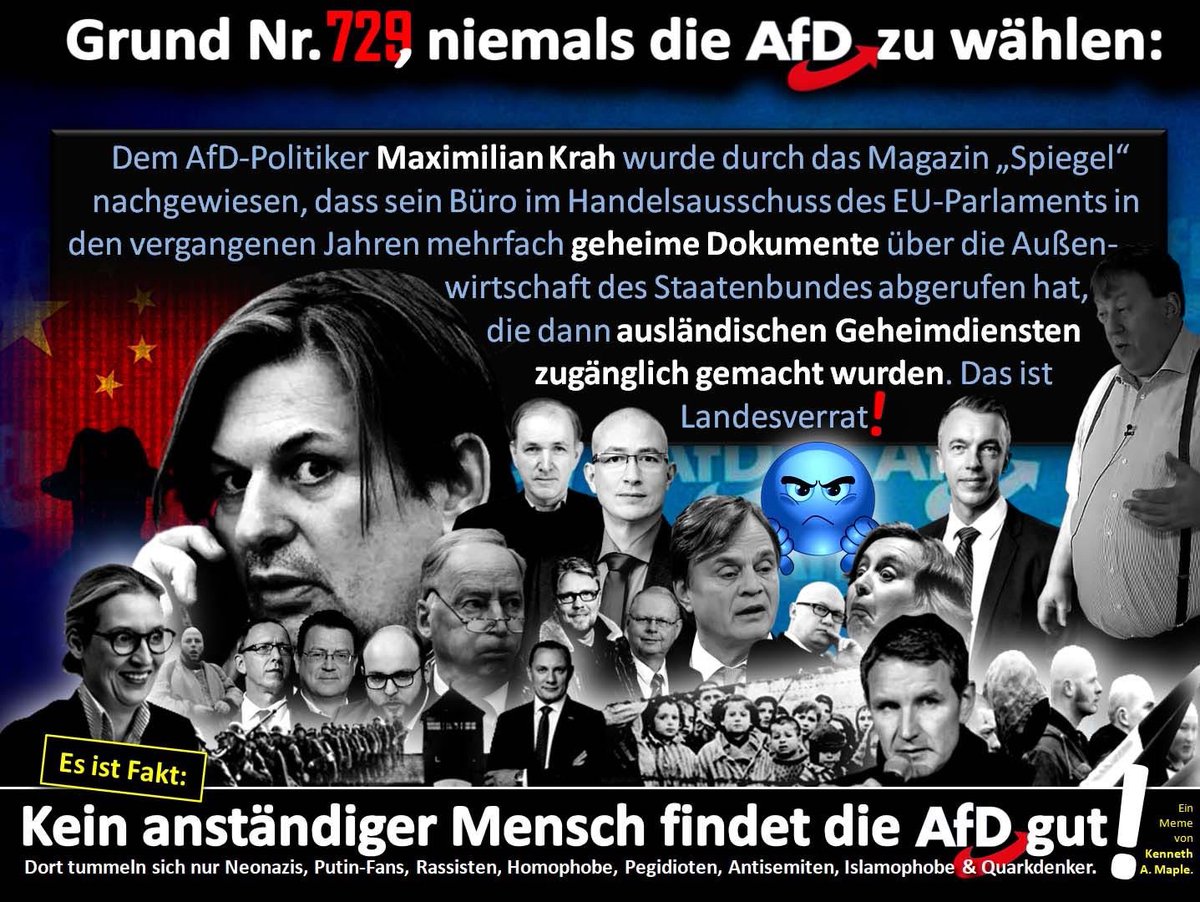 Dogwalker1961's tweet image. Jeden Tag daran erinnern: Die #AfD ist eine vom Verfassungsschutz als rechtsextrem eingestufte, faschistische, rassistische und queerfeindliche Partei – und eine Gefahr für die Demokratie.
© @lupus_woelfin