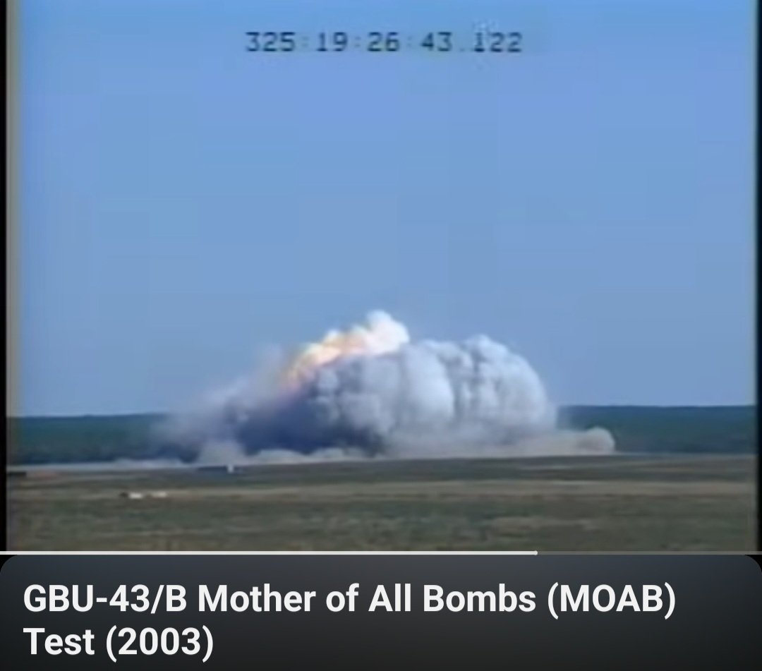 stellarman22's tweet image. 🚨 Israel using a weapon that exceeds the force, plume and shockwave of a MOAB somewhere in Gaza.
Compare the video to the image of the largest conventional weapon and notice how it is not even close.
Reminder, Enriched Uranium has been detected in Gaza.