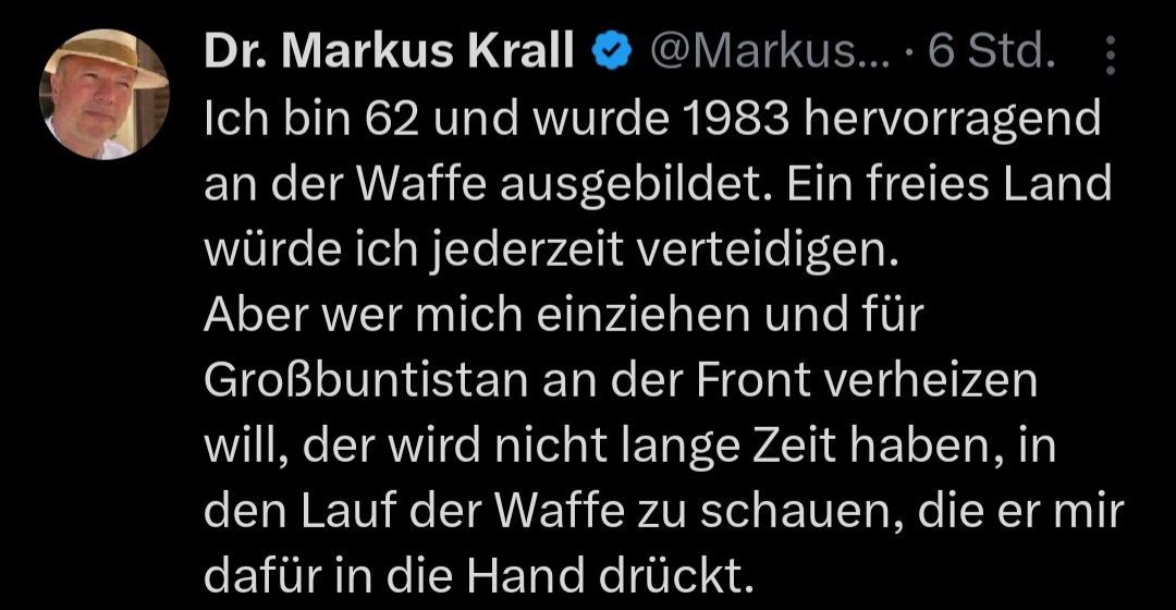 Old School Investor 🇩🇪🤝🇺🇦 (@der_boersianer) on Twitter photo Er kündigt also an, in so einem Fall deutsche Staatsdiener zu erschießen?
Wie kann das legal sein, was der zur Zeit alles von sich gibt <a href="/BfV_Bund/">Bundesamt für Verfassungsschutz</a> ? Er kündigt also an, in so einem Fall deutsche Staatsdiener zu erschießen?
Wie kann das legal sein, was der zur Zeit alles von sich gibt <a href="/BfV_Bund/">Bundesamt für Verfassungsschutz</a> ?