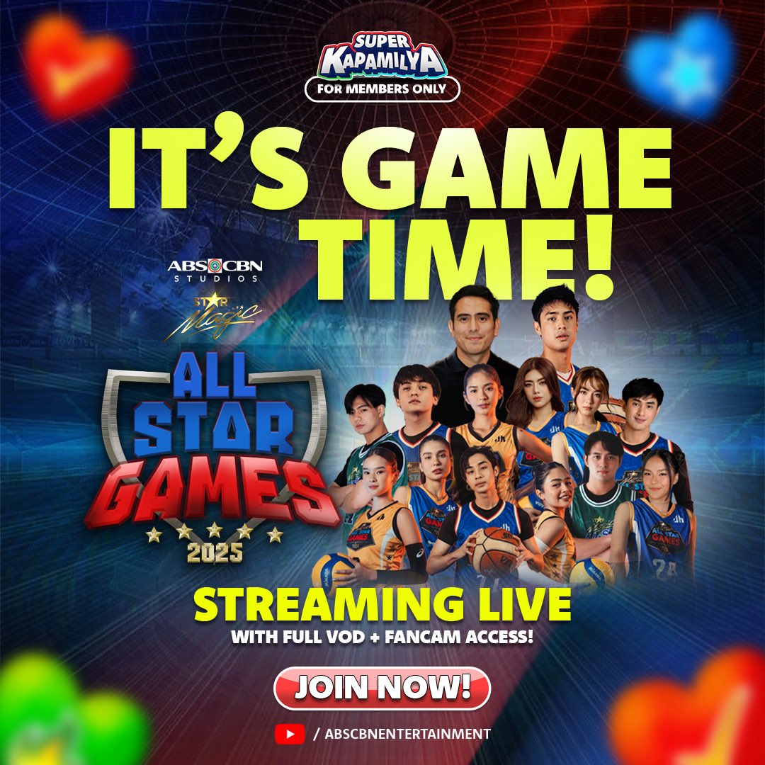 STREAMING LIVE FROM ARANETA! 🔥 Ready na ang court– ikaw na lang ang hinihintay! 🏐🏀

TARA NA! Be a #SuperKapamilya NOW to get EXCLUSIVE ACCESS to #StarMagicAllStarGames2025’s LIVESTREAM, FULL VOD, and FANCAM!