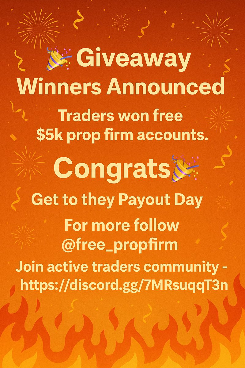 🎉 Giveaway winners Announced 🎉

  Traders won free $5k propfirm accounts. 

 Congrats 🎉👏💪 <a href="/fx_climax/">As_waj</a> <a href="/kang26153/">Kan g</a> <a href="/zln1239/">@zln1239</a> 

Get to they Payout Day💐🏆

For more follow <a href="/free_propfirm/">free PropFirm Knowledge</a> 

Join active traders community -
discord.gg/7MRsuqqT3n