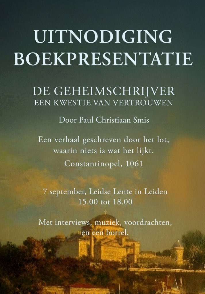 Op 7 september is de boekpresentatie van ‘De geheimschrijver’ van Paul Christiaan Smis! Ben jij erbij?