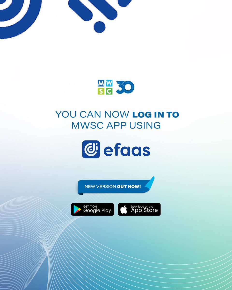 You can now log in to the MWSC App using eFaas. The app will automatically suggest owner’s meters, removing the need to manually search for meter numbers or account details. Convenience at your fingertips! New version available for download now!

#MWSCApp
#30YearsOfMWSC