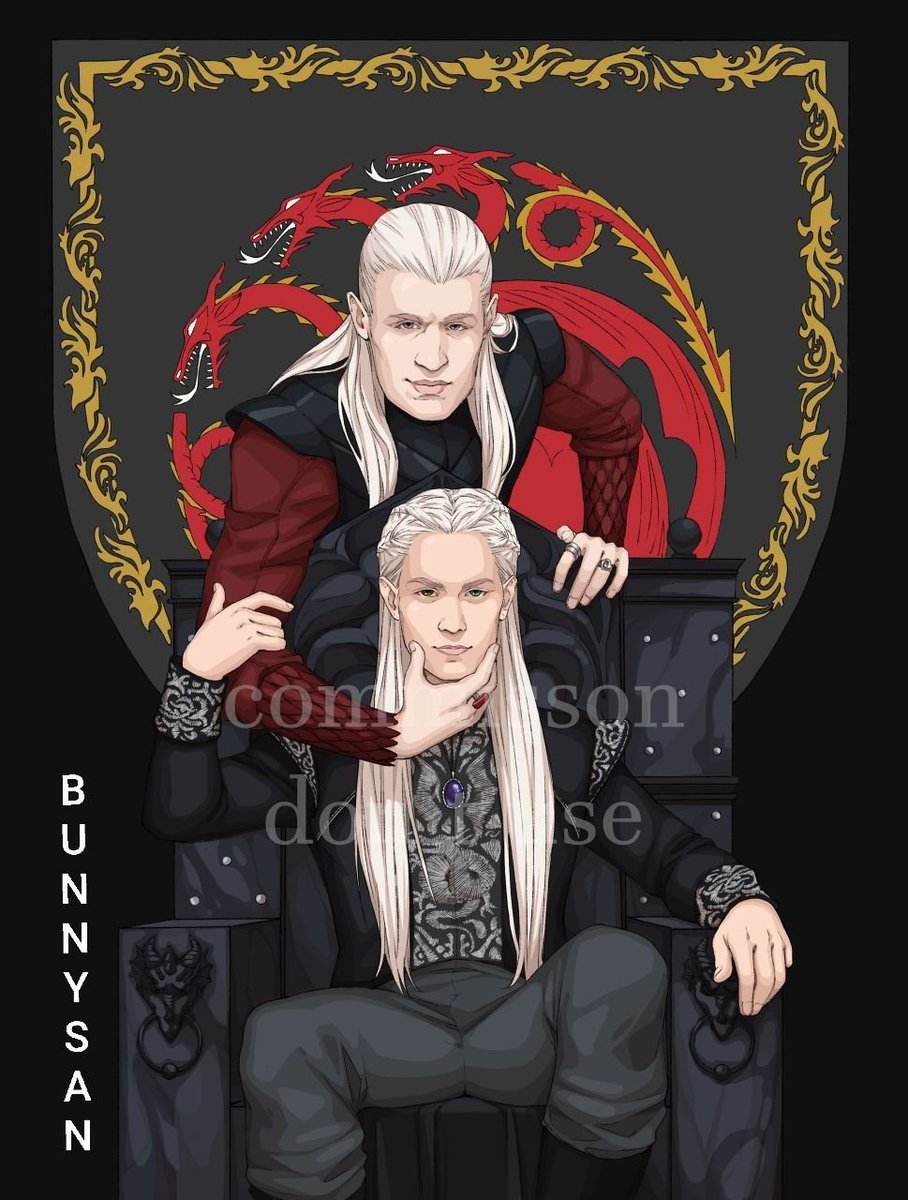 Это то, что я хотел вам вчера показать. Посмотрим сможем ли мы собрать больше лайков, чем попа Ratatosk :D

*Коммишен. Деймон и Рейджерис Таргариены (парень ОС, сын Деймона)

#DaemonTargaryen #hotd #HouseOfTheDragon #GameOfThrones #GOT #играпрестолов #ДомДракона #ДеймонТаргариен