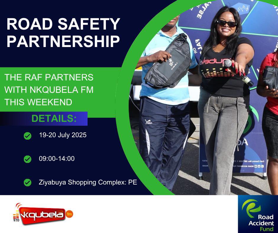 RAF_SA's tweet image. The RAF is back with @NkqubelaFM today helping you check your RAF claim status and learn road safety tips in a fun, interactive way! 🎉🛣️
✅ Claim status? Sorted.
🎮 Road safety games? Yes, please!
💡 Info you can use? Absolutely.
Come through, play, and get empowered.