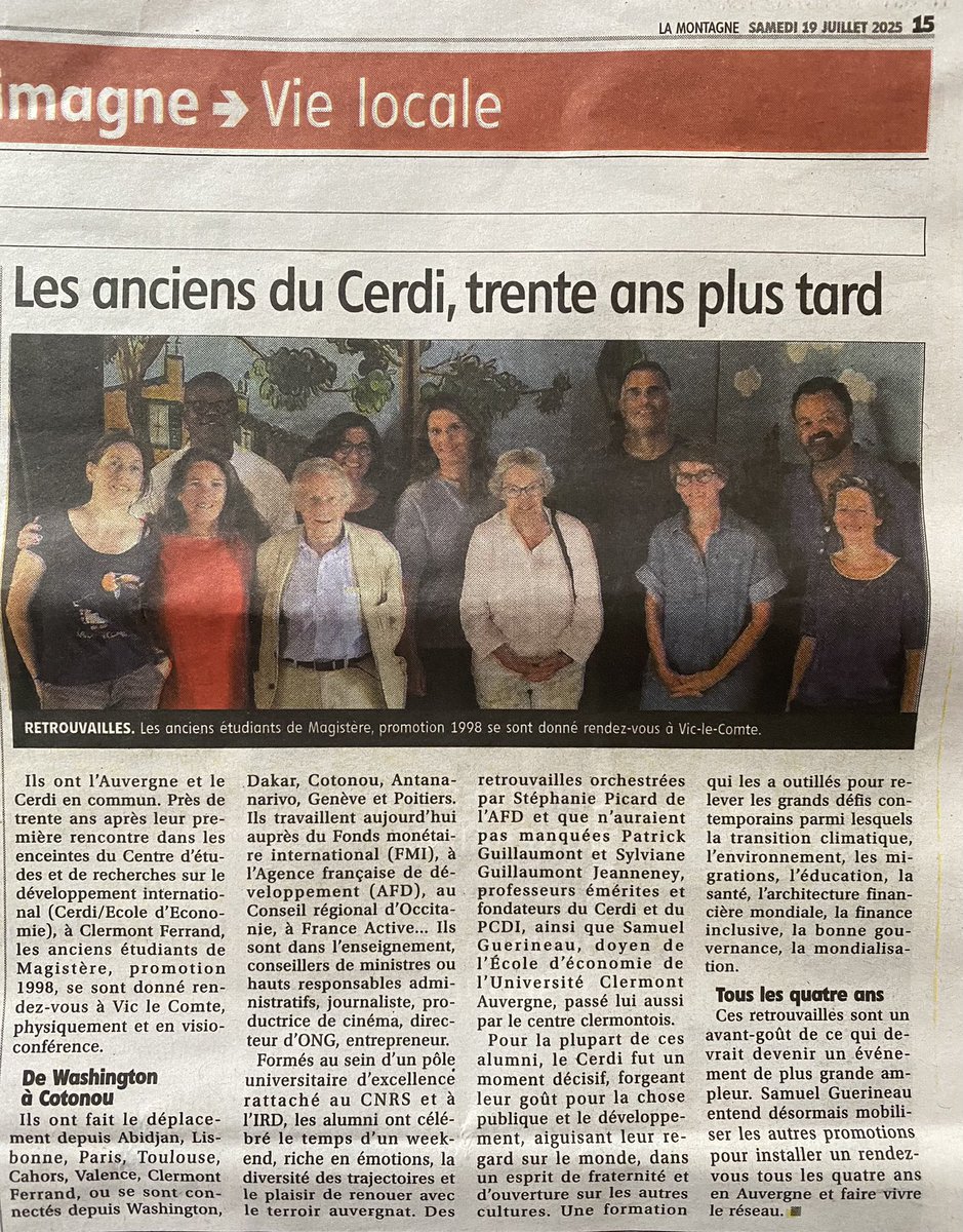 30 ans après… mais toujours l’Auvergne en commun et cette indéfectible curiosité pour l’autre. 
🙏 Merci Sylviane et Patrick Guillaumont pour ce cadeau immense que vous nous avez offert il y a 30 ans en nous sélectionnant pour le <a href="/cerdi/">cerdi</a>.
#UnMondeEnCommun