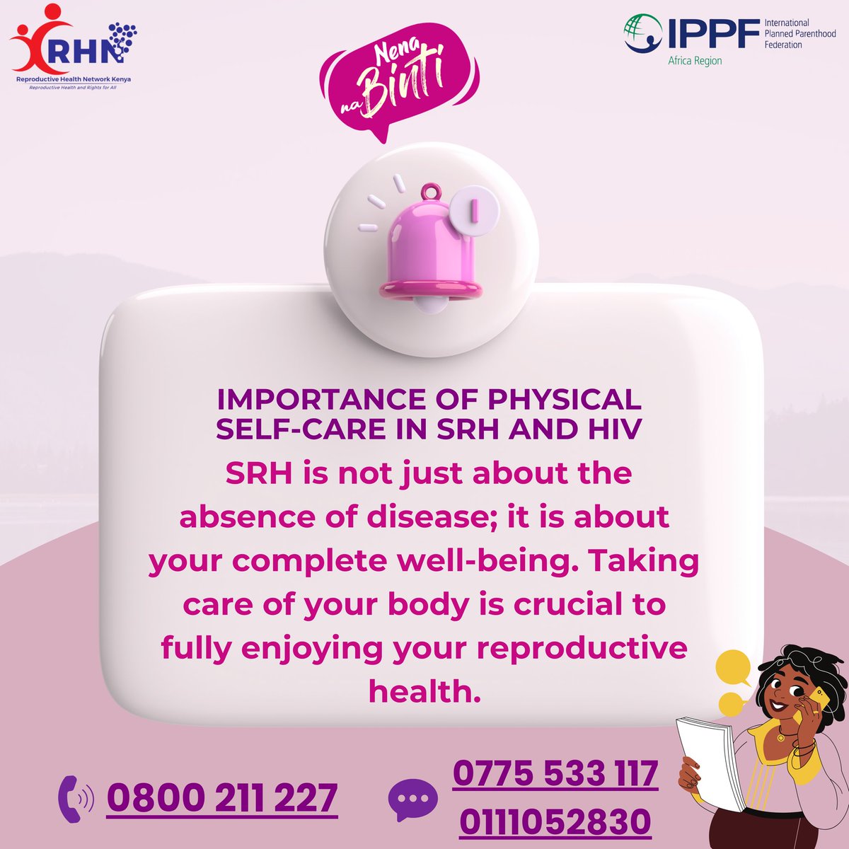 Integrating physical #selfcare into SRH &amp; HIV programs ensures a holistic approach to well-being. 
When people are empowered to take charge of their bodies, they are better equipped to access and benefit from health services. #Selfcare is not a luxury, it’s a right.
#NenaNaBinti