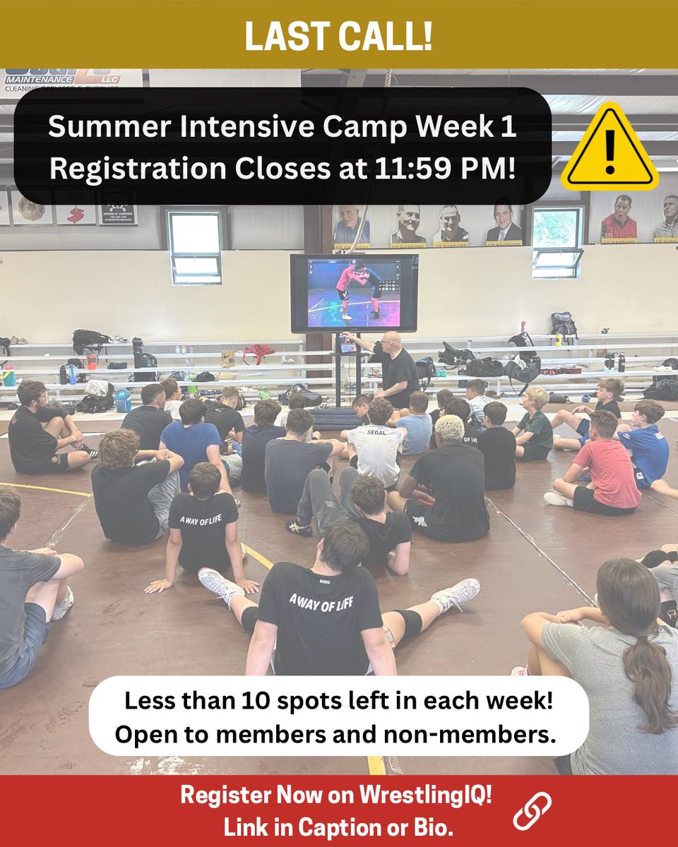 Edge Wrestling (@edgewrestling) on Twitter photo 🚨 LAST CALL! 🚨
There are only a few spots left for Week 1 of our 41st Annual Summer Intensive Wrestling Camp—registration closes tonight at 11:59 PM!
🔗 Register now: wrestlingiq.com/edgewrestling/…
💻 More info: edgewrestling.com/camps
✉️ Questions? Email erniejr@edgewrestling.com. 🚨 LAST CALL! 🚨
There are only a few spots left for Week 1 of our 41st Annual Summer Intensive Wrestling Camp—registration closes tonight at 11:59 PM!
🔗 Register now: wrestlingiq.com/edgewrestling/…
💻 More info: edgewrestling.com/camps
✉️ Questions? Email erniejr@edgewrestling.com.