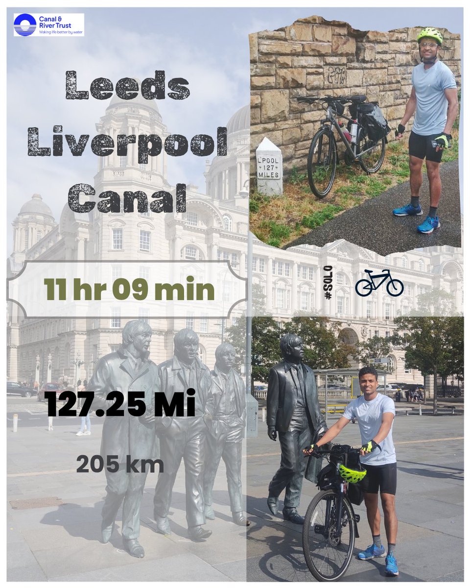 🚲 Smashed the whole length of Leeds Liverpool Canal in 11 hr 09 min

19.07.2025

Started from Liverpool    - 05:00
Back to Leeds                     - 16:09

#leeds #liverpool #leedsliverpoolcanal #leedsliverpoolcanalwalk #cyclingchallenge #cycle #fitness #solo #solotravel