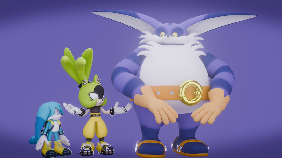 Weegi_man's tweet image. “Is there anything else you do besides fishing?” 

#blender #blender3D #b3d #SonicTheHedgehog #bigthecat #surgethetenrec #KitTheFennec #kitsunami