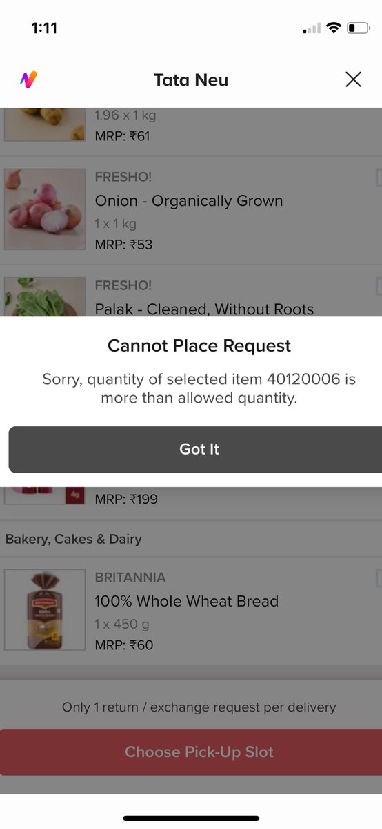 SoftyKaTweets's tweet photo. @bigbasket_com I have received rotten fruits. When tried to return, it’s not allowing. Getting below error. In the chat support also not getting help. Repeated getting same message . Please look into it and resolve. Provide fresh fruits https://t.co/UPgx7IYQMw