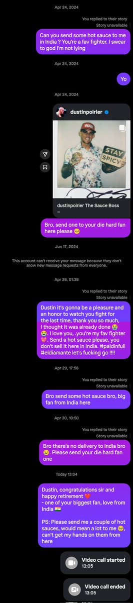 ChinmayRath's tweet photo. Guys I've been drunk texting @DustinPoirier in the middle of the night for a long time now. Now that he's retired, I don't think I'm gonna get a response. 😂 
But you miss all the shots you don't take. 
I love you @DustinPoirier 💎 ❤️❤️❤️ 
#UFC #UFC318 #PaidInFull https://t.co/KdKS7Se7JR