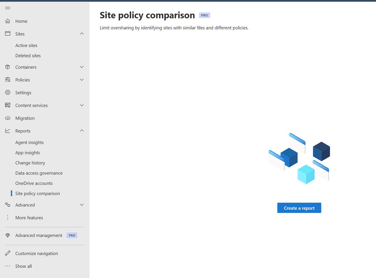 marco_r_73's tweet image. New "Site Policy Comparison" arrived in my tenant as new report inside @SharePoint Advanced Management.
I'm curious to try this new feature ๐ ๐
#SharePoint #SAM #SharePointAdvancedManagement #Microsoft365