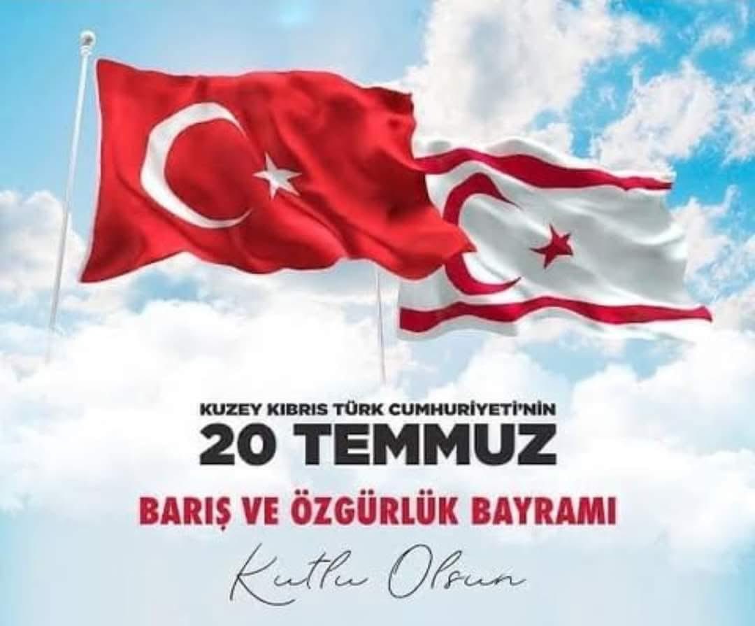 Ebedi Türk vatanı Kuzey #Kıbrıs Türk Cumhuriyeti'nin 20 Temmuz Barış ve Özgürlük Bayramı kutlu olsun. Kıbrıs'ı vatan kılan aziz şehitlerimizi tazimle anıyor, bu kahramanlığın canlı abideleri olan Kıbrıs Gazilerimize sağlık ve afiyetler diliyorum.🇹🇷🧿