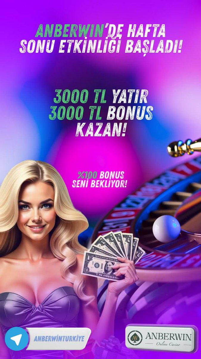 Anberwin's tweet photo. 🎉 Hafta sonu heyecanı ANBERWIN’de başladı!
💸 3000 TL yatır, 3000 TL bonus kazan!
🎯 %100 bonus fırsatını kaçırma!
👇 Hemen katıl: https://t.co/C6aOLNDY0U

#anberwin #bonusfırsatı #casinooyunları #rulet #slotoyunları #kazankazan #şansınıdenet #haftasonueğlencesi #anberwintürkiye #OnlineCasino