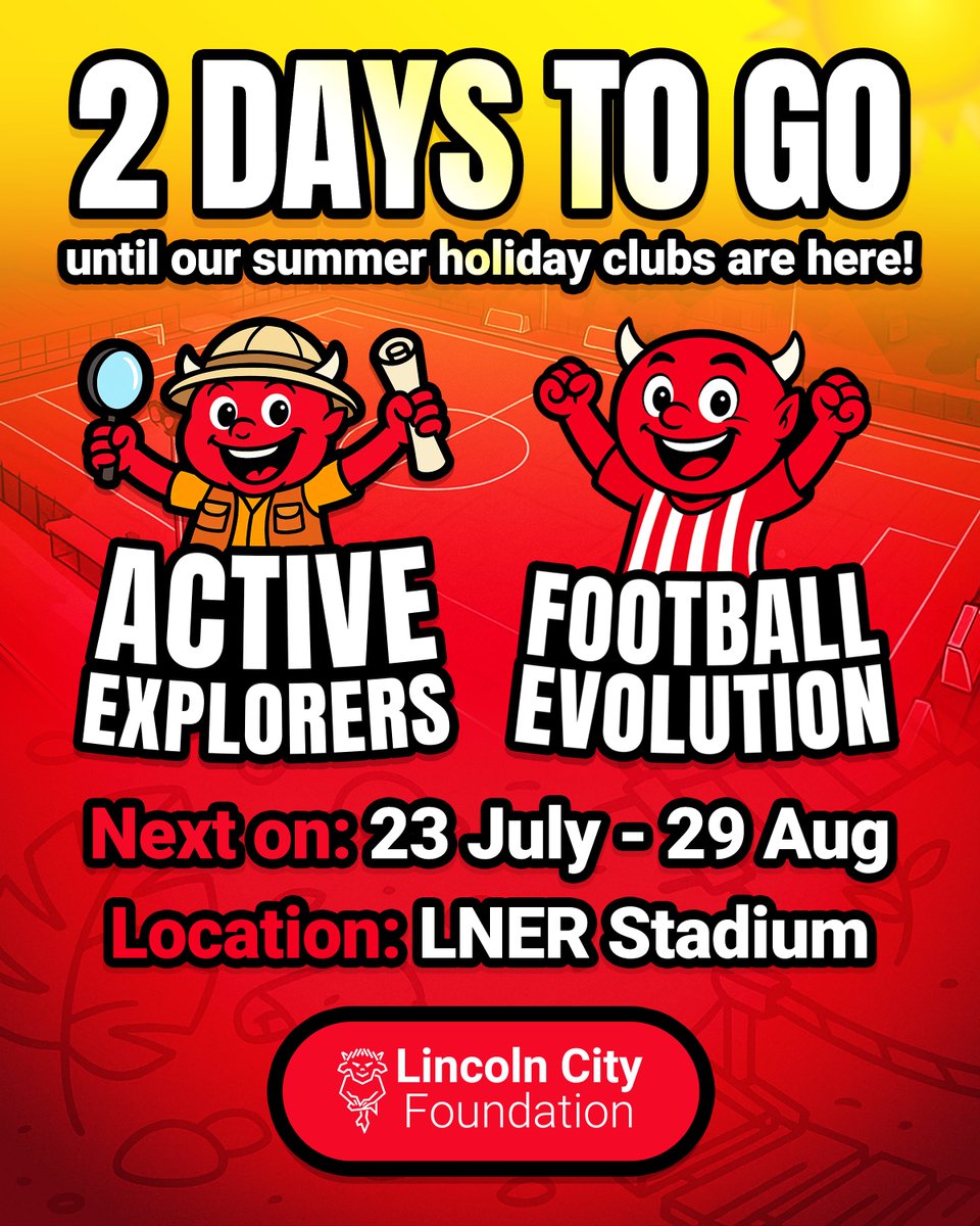 LCityFoundation's tweet image. ⏳ Only 2 days to go! Summer fun is just around the corner at the LNER Stadium – are you ready?
🔗 theredimps.net/summeractiveex…
🔗 theredimps.net/summerfootball…