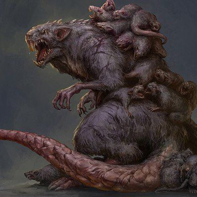 StephenGeoRae's tweet image. Rat King is a vile-looking composite creature made up of a number of rats whose tails have become entangled. In lore, Rat King is psychic and can control other rats, and is generally believed to be an omen of death
#FolkloreSunday #FolkHorror
art: R. Dongjun Lu