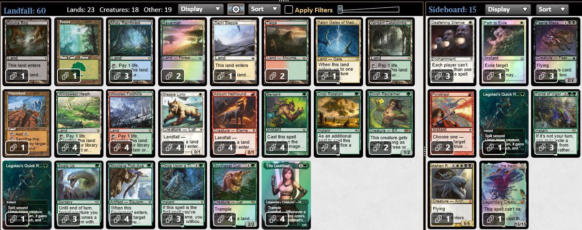 Legacy Challenge
Tifa Landfall

WW_/Elf Nadu
LWL/UB Reani
WLW/Yorion WB DnT
WW_/Forge
LL_/Sneak Show
LL_/Bant Uro
3-3