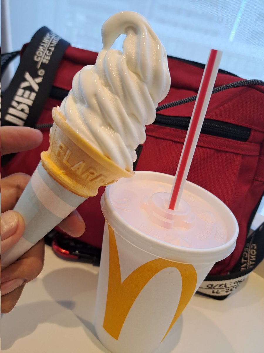 MAMO_CHANNEL666's tweet image. 午後も🌞暑かったので
休憩～避難所へ😁

恒例の🍓マックシェイクと
🍦ツイストで暑さ対策😅