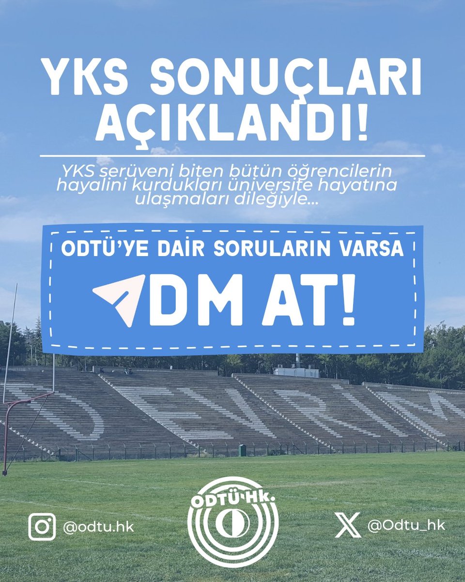 Odtu_hk's tweet image. 🟥 ODTÜ'ye dair soruları olan bir YKS öğrencisi misin? Bütün sorularını ODTÜ Hk.'ye DM olarak iletebilirsin!
#yks2025
