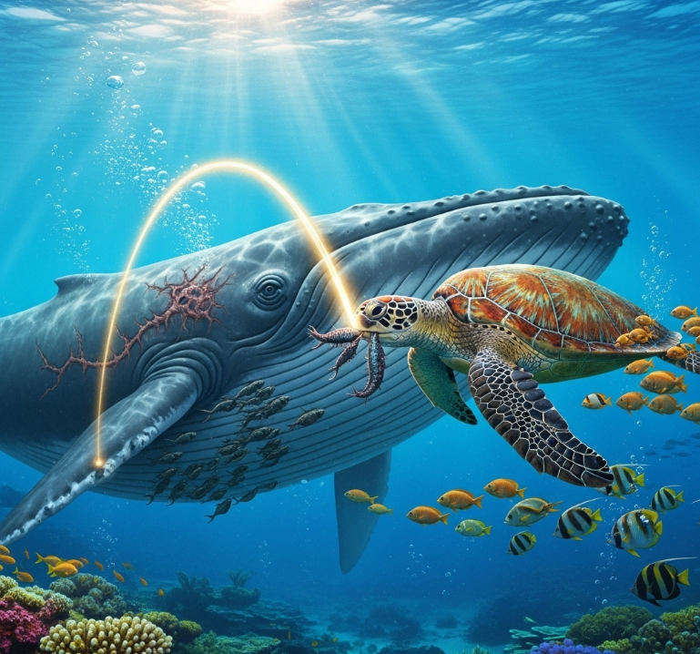 wingmantu's tweet image. gm & gturtle 🐢
ever wonder how turtle's model is so win-win
think of protocols as giant whales in the ocean
they need to be cleaned of parasites (mercenary capital)
the turtle comes along and provides this service, bringing a healthy ecosystem of followers (loyal LPs)
in return,…