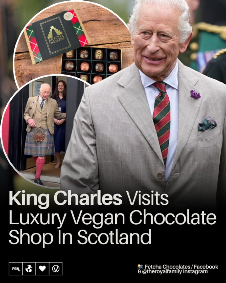 PlantBasedNews's tweet image. King Charles III recently visited Fetcha Chocolates, a luxury vegan chocolate shop in Scotland.
Read more on the PBN website.