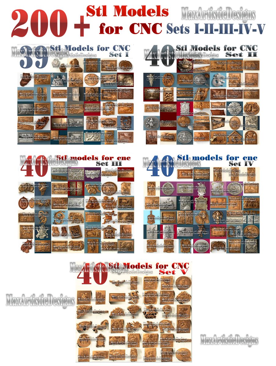 New product: 3d stl files 200+ pieces basrelief super set for metal work cnc router artcam Easel -Download 👉🏽👉🏽 etsy.com/listing/942719…