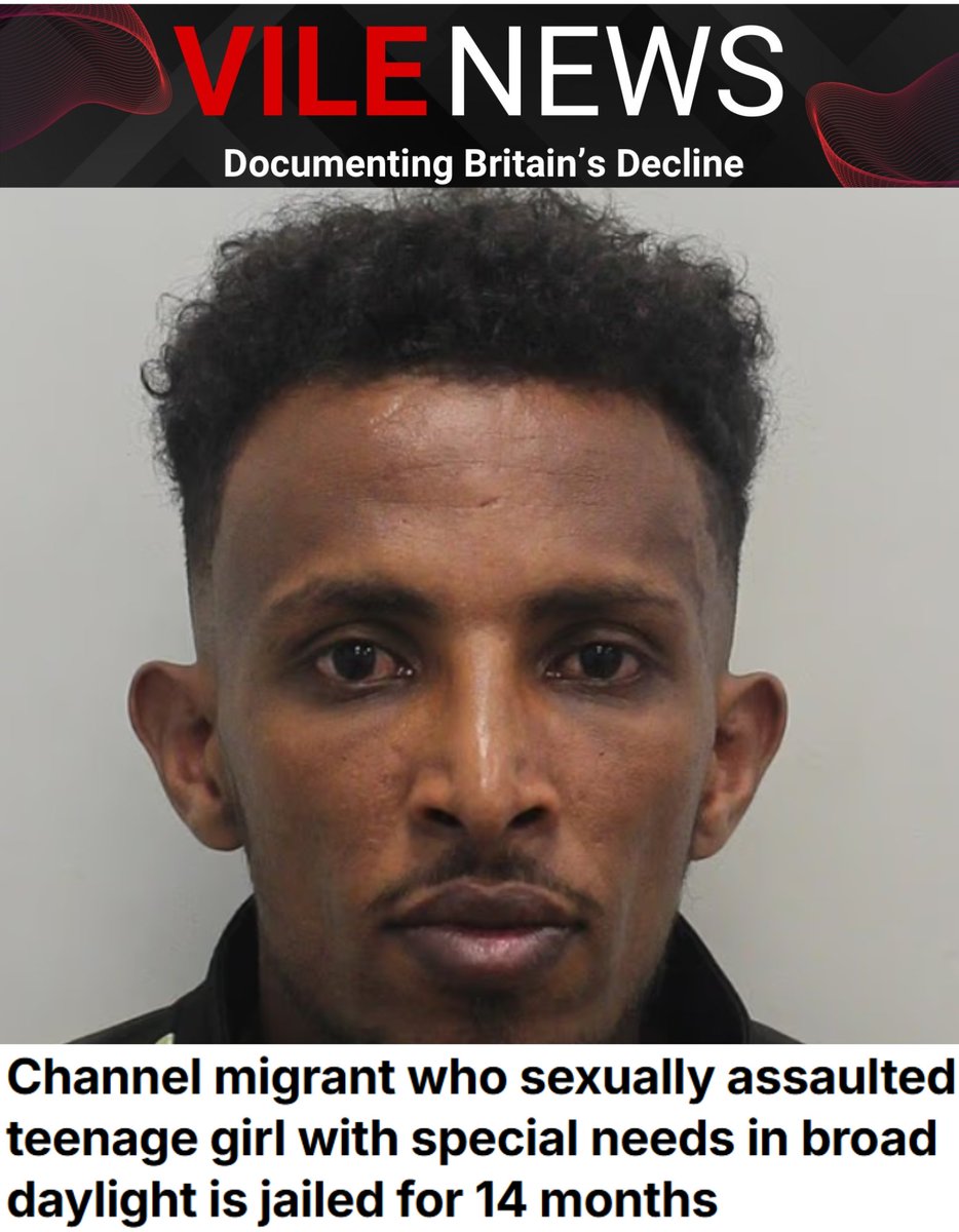 BOAT MIGRANT SENTENCED TO 14 MONTHS FOR SEXUALLY ASSAULTING 19-YEAR-OLD GIRL

🇪🇷Aron Hadsh, 27, from Eritrea, who was living at a taxpayer-funded Holiday Inn near Heathrow, attacked the 19-year-old in June last year after she had been sent by her mother to pick up fruit from a