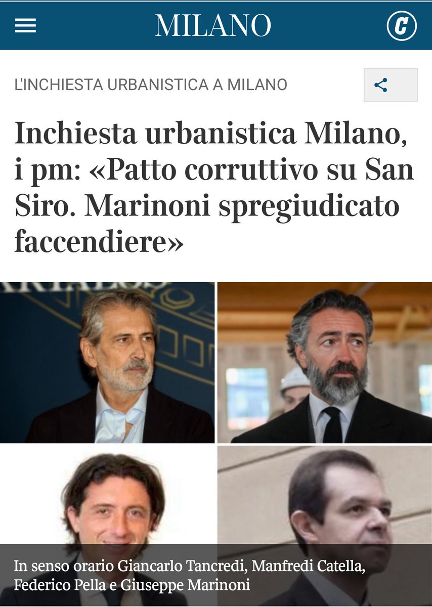 Avv.Bianco.Nero (@avv_bianco_nero) on Twitter photo Quando la <a href="/fondazionejb/">Jdentità Bianconera</a> i comitati ed altri hanno sollevato dubbi sulla questione stadio di Milano i soliti “esperti” non hanno fatto mancare il loro commento sulla legittimità di tutta l’operazione. Oggi leggiamo che secondo i PM c’era «Patto corruttivo su San Siro». Buona Quando la <a href="/fondazionejb/">Jdentità Bianconera</a> i comitati ed altri hanno sollevato dubbi sulla questione stadio di Milano i soliti “esperti” non hanno fatto mancare il loro commento sulla legittimità di tutta l’operazione. Oggi leggiamo che secondo i PM c’era «Patto corruttivo su San Siro». Buona