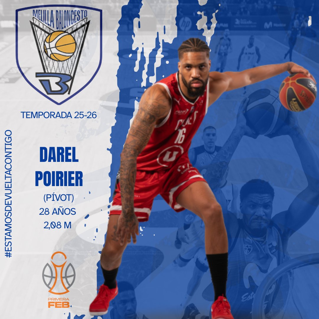 CompeticionesFEB (@competicionfeb) on Twitter photo 🚨 Mercado #PrimeraFEB: Darel Poirier aterriza en el <a href="/melillabcto/">Club Melilla Baloncesto</a> de cara al próximo curso
▶️ Con buenos muelles, es capaz de jugar por encima del aro y atacarlo con contundencia
🗓️ 1997 | 📏 2,08 m.
⛹️♂️ Pívot | 🌍 Francés
📝 Más información ⬇
feb.es/2025/7/20/balo… 🚨 Mercado #PrimeraFEB: Darel Poirier aterriza en el <a href="/melillabcto/">Club Melilla Baloncesto</a> de cara al próximo curso
▶️ Con buenos muelles, es capaz de jugar por encima del aro y atacarlo con contundencia
🗓️ 1997 | 📏 2,08 m.
⛹️♂️ Pívot | 🌍 Francés
📝 Más información ⬇
feb.es/2025/7/20/balo…